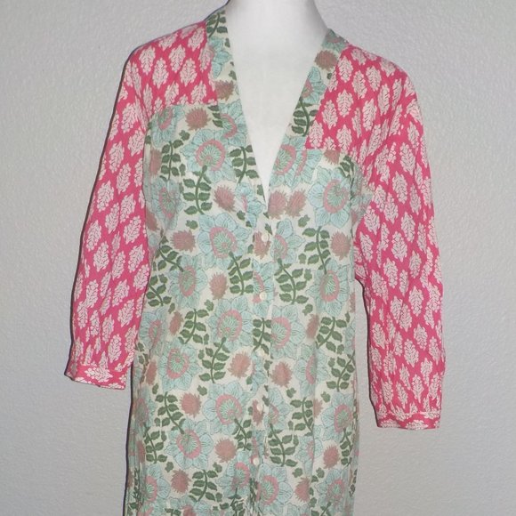 ZARA MS SZ LARGE MULTI-COLOR FLORAL MIXED PRINT BUTTON FRONT PALOMA MIDI DRESS - Picture 3 of 11